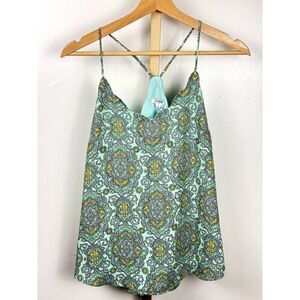NWT J. Crew Dressy Teal and Yellow Medallion Print Tank Top Blouse Sz 4